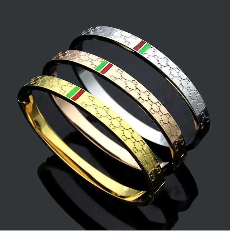 Never Fade Hip Hop Boys Men Women Girl Deluxe Bangle Jewelry 316l Stainless Steel Silver Gold Rose Green Red g Letter Bracelets & Bangles-image-747434481