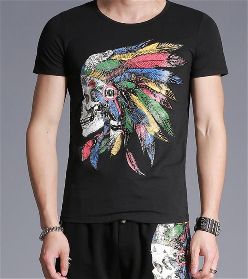 

Men's T-Shirts Fashion Summer Brand Slim Short Sleeved Tshirt Skull T-shirt Printing Top Tees ManMen's, As shown asian size