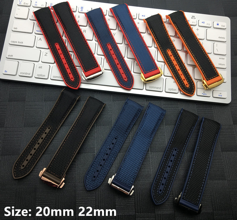 

20mm 22mm Rubber Bracelets fabric Nylon Watch band Perfert For Omega strap Seamaster 300 Speedmaster 8900 Planet Ocean watchband 01