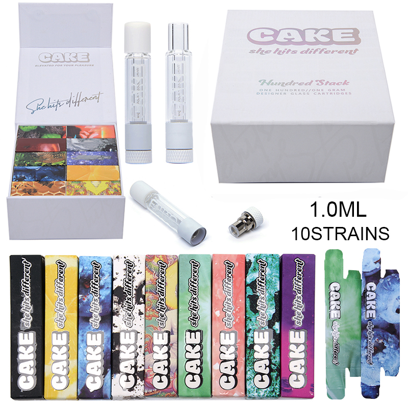 

Cake Full Glass Carts Vape Cartridges Packaging 1.0ml Atomizers Ceramic Coil Empty Vapes Pens Thick Oil Cartridge Vaporizer