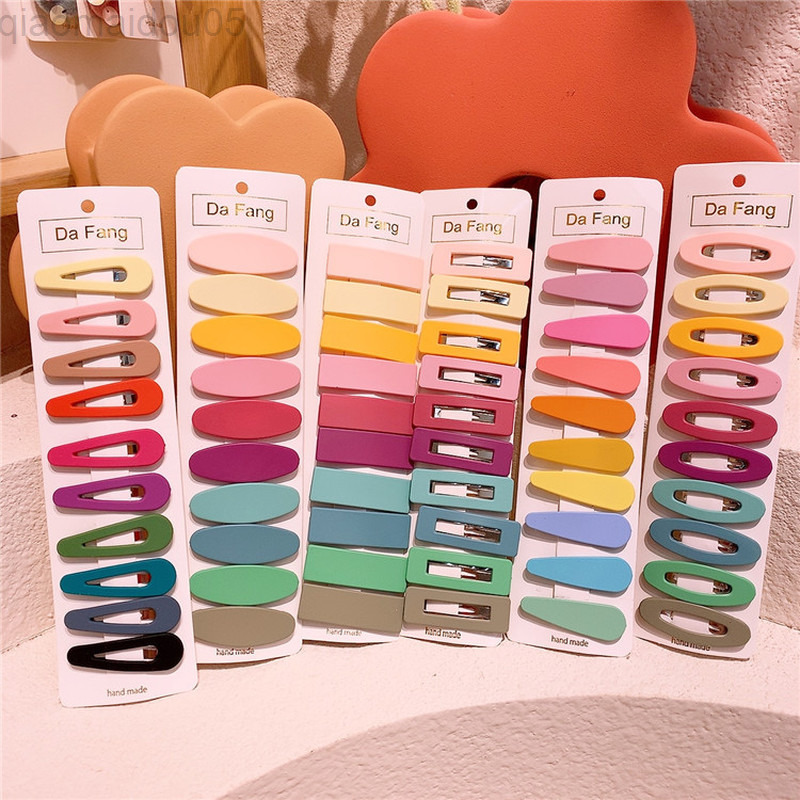 

10 Stks/set Mode Kinderen Bb Clip Haaraccessoires Koreaanse Sweet Girl dent Eenvoudige Kleurrijke Vierkante Water Drop Haarspelden L220729