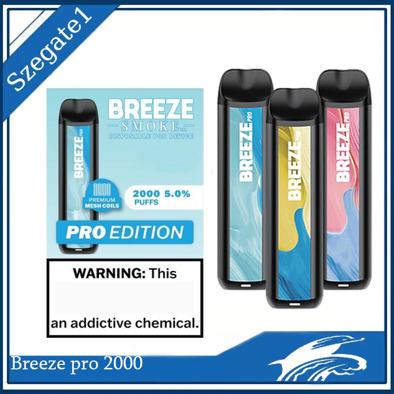

Breeze pro 2000 Puffs edition mesh Coil Disposable E cigarettes Vape Pen 6ml Pre-filled Pods Cartridge 1000mAh Battery Vaporizers