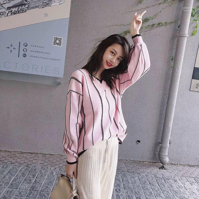 

Women's Sweaters Fashion 2022 Women V-eneck Female Cashmere Sweater Vintage Pullover Fashions Woman Jemi22, Black