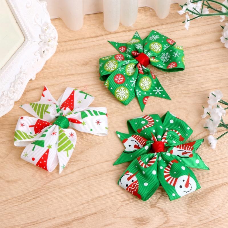 

Hair Accessories R9JD 12Pcs Xmas Christmas Bowknot Hairpin Bow Clips Barrette For Kids Baby Girls, Multi