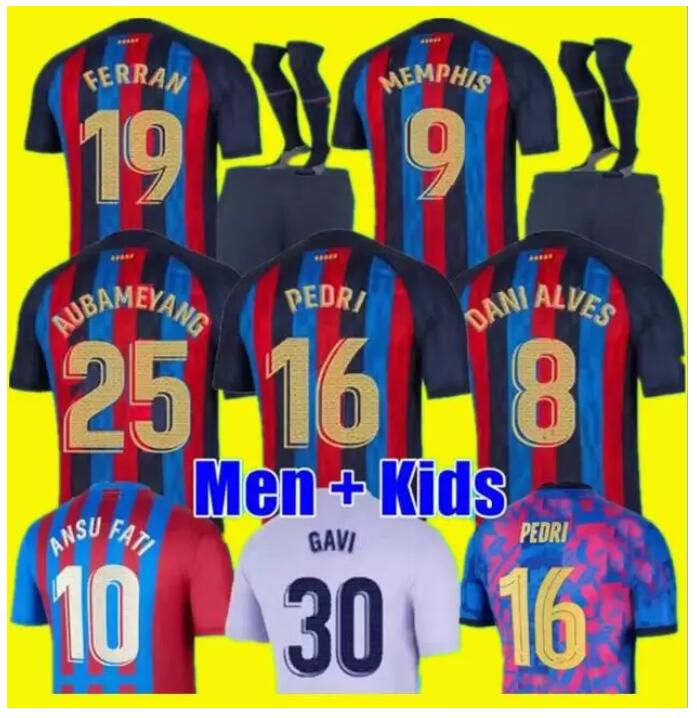 

Camisetas de football MEMPHIS PEDRI soccer jersey 21 22 ANSU FATI 2021 2022 F. DE JONG DEST kit shirt men kids Araujo Dani Alves Ferran Torres ADAMA XAVI Barcelona GAVI, Home kids