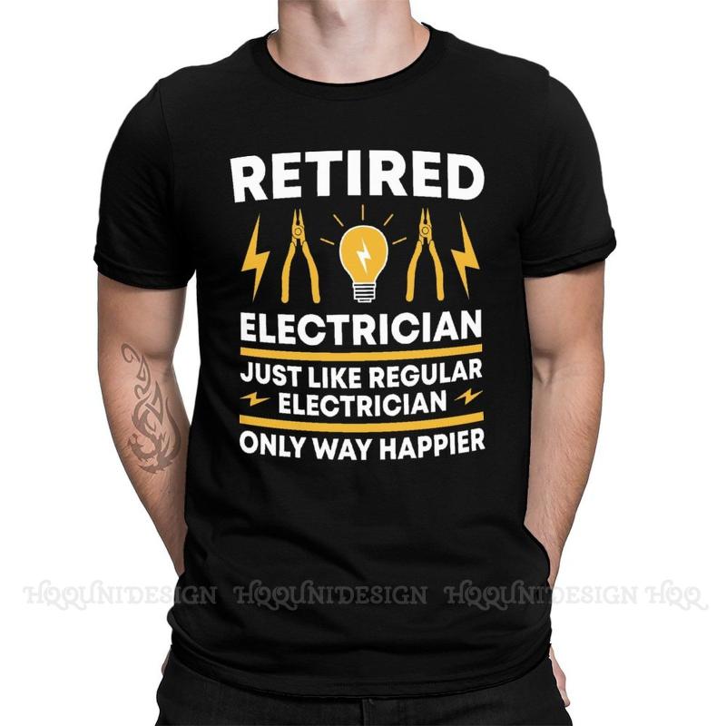 

Men' T-Shirts High Quality Men Electrician Electricity Engineer TShirt Funny Happy Retired Pure Cotton Shirt Tees Harajuku For Adult Camise, Green-color1