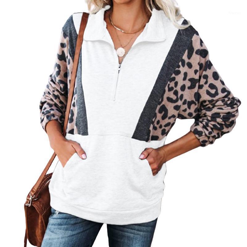 

Women' Leopard Patchwork Sweatshirt Autumn 2022 Fashion Turn Down Collor Long Sleeve Pullover Coats Outwear WDC6232 Hoodies & Sweatshirts, Black