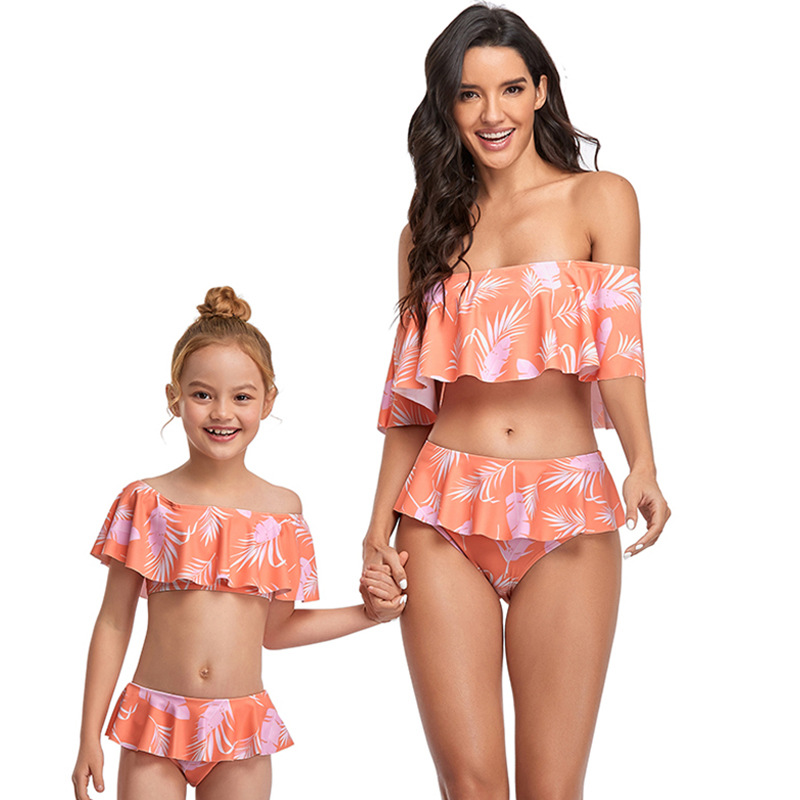 

Parent-child clothing Two-Pieces Bikini Bow tie and gauze skirt posh girl mother daughter swimming Mommy and me Matching Outfits wholesale PK010, Cyan