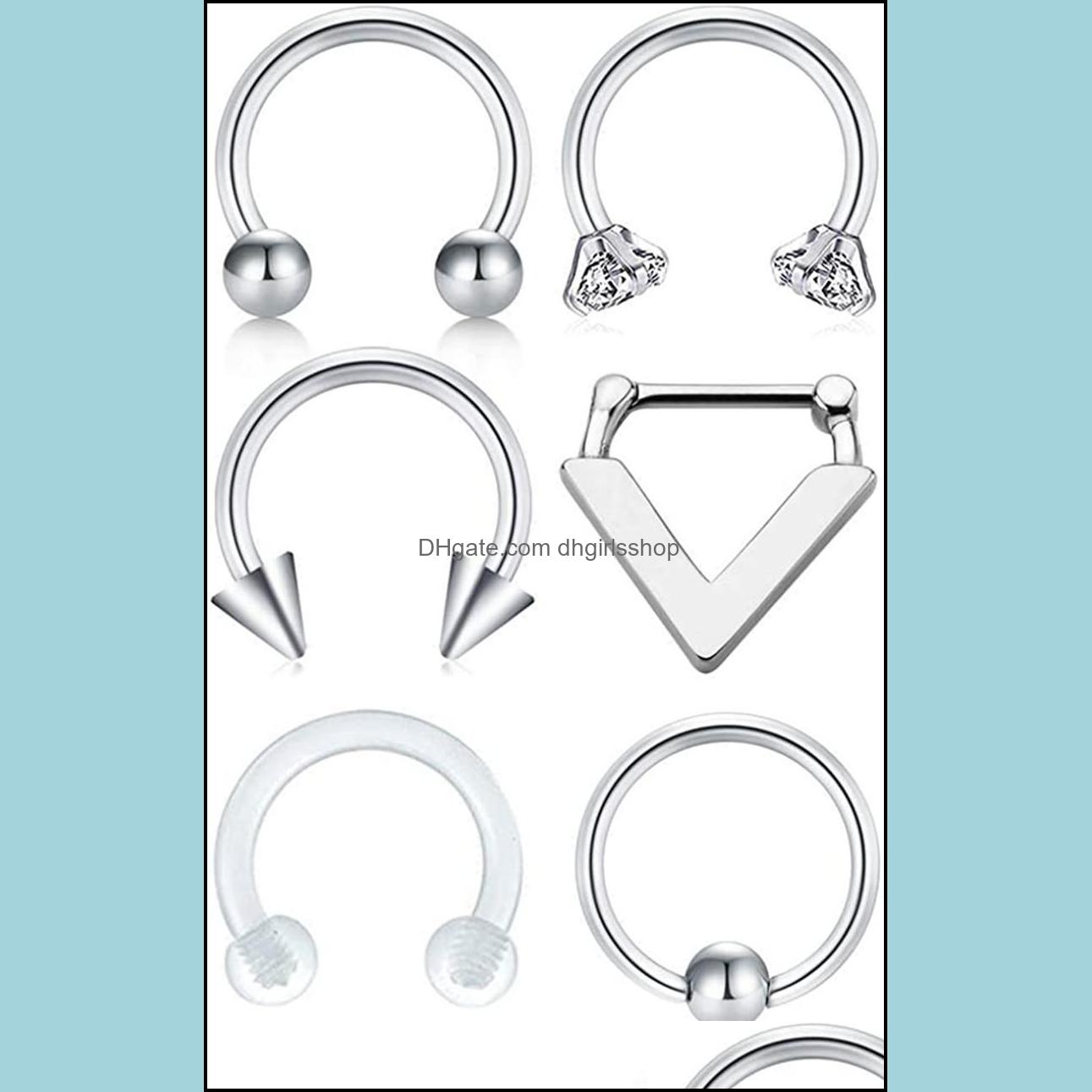 

Nose Rings Studs Body Jewelry Hoop Cartilage Tragus Retainer Piercing 8Mm 16G316L Surgical Steel Sep Dhfge