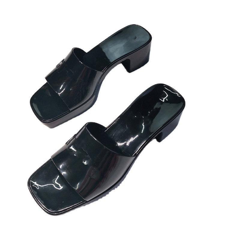

Slippers High Heel Platform Rubber Open Toe Outdoor Casual Beach Shoes Summer Flipflops Jelly Women