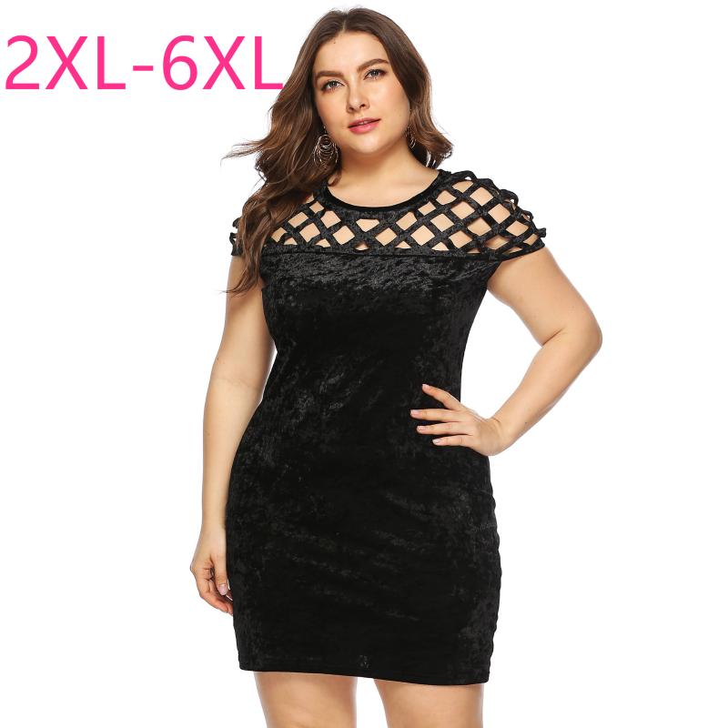 

Plus Size Dresses Summer For Women Large Slim Casual Sleeveless Hollow Out Black Mini Dress 3XL  5XL 6XLPlus
