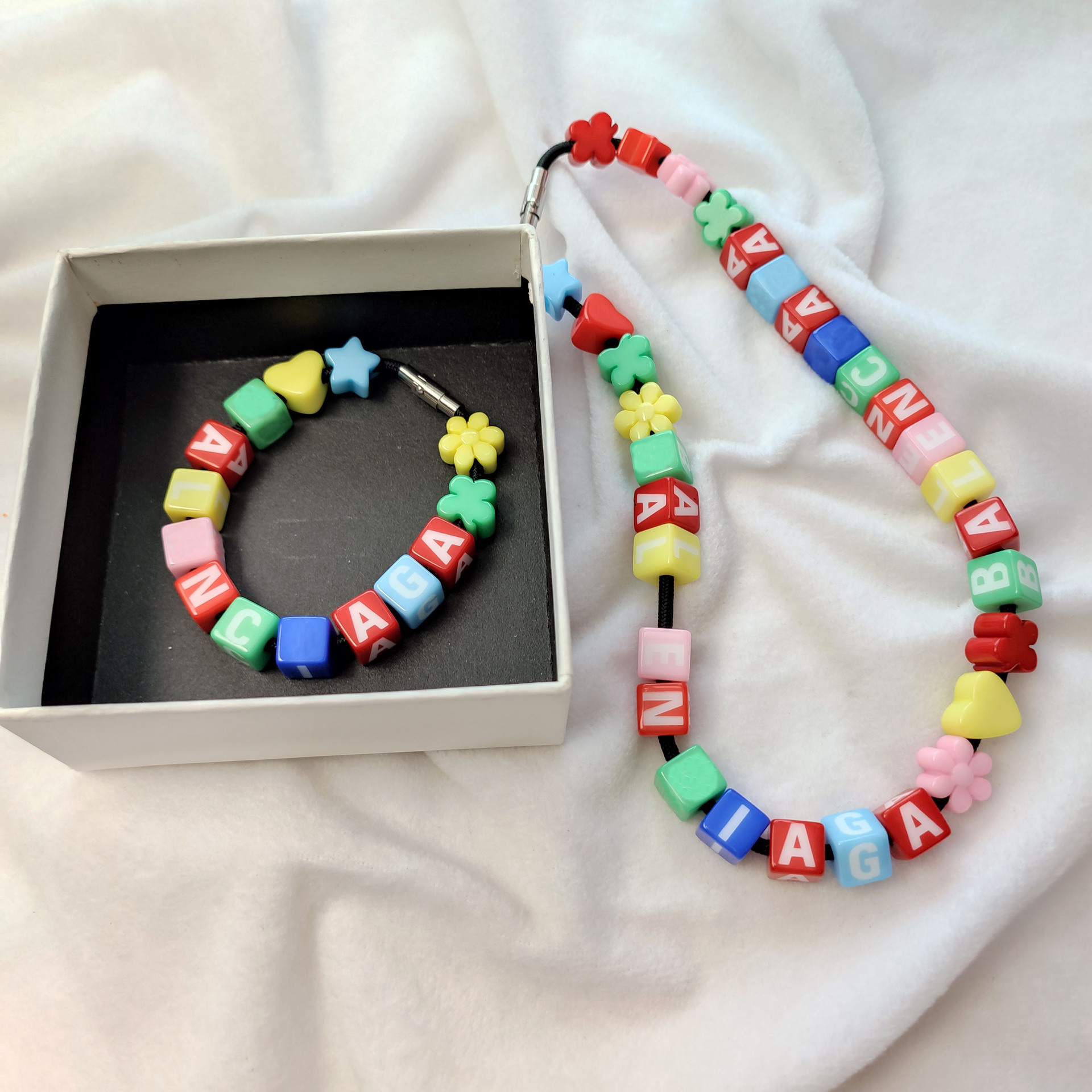

Designer Jewelry Charm men's colorful cube Bracelets High Quality Brand B letters cubes with logo women's necklace new-01