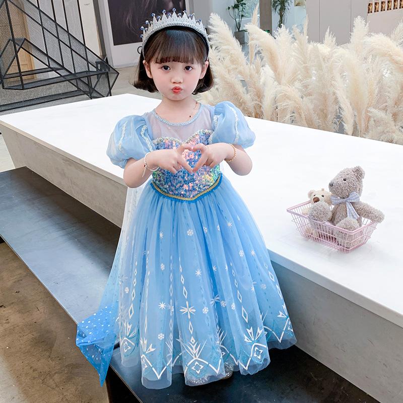 

Girl's Dresses Fantasy Cosplay Costume Tutu Princess 8 Year Children Birthday Party Prom Evening Autumn Long Dress Vestidos Baby Girls Cloth, Blue