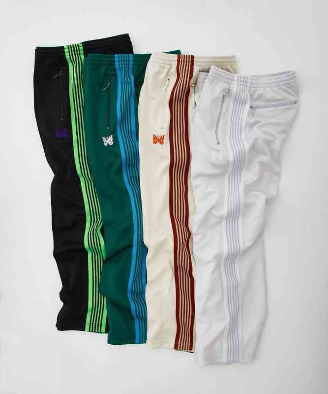 

Elastic Waist Side Pockets Needles Men Women Version color Striped Webbing Embroidery Butterfly Track Pants AWGE Trousers
