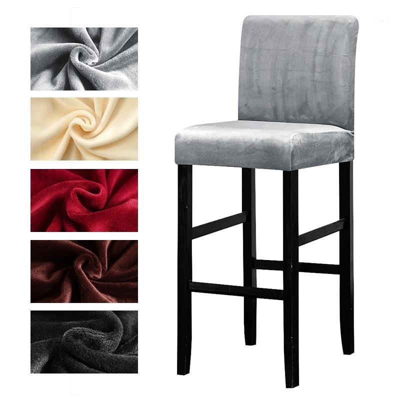 

Velvet Plush Bar Chair Cover Elastic High Stool Protector Seat Slipcover For El Banquet Wedding Party Dining Room