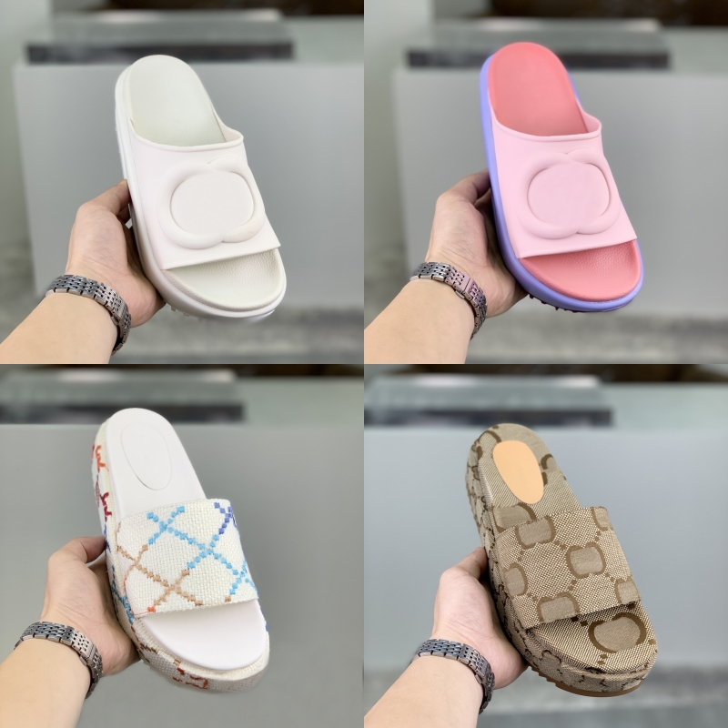 

2022 trend thick bottom designer slipper sandals womans fashion high heel pantoufle sliders ladys summer indoor slippers outdoor Non-slip flat beach shoes sandal, Color 9