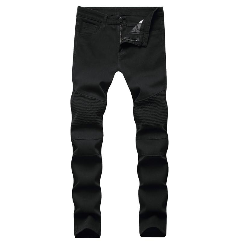 

Men's Jeans Men Black Pleated Stitching Slim Fit Streetwear Male Casual Stretch Pencil Denim TrousersMen's, 9980