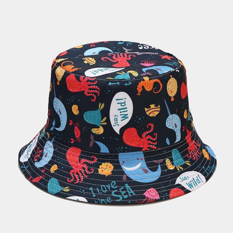 

Berets Four Season Cotton Sea Animal Print Two Sides Wear Bucket Hat Fisherman Outdoor Travel Sun Cap Hats For Men And Women100, 10