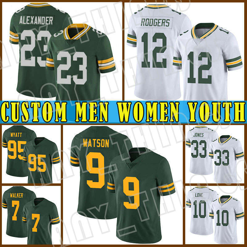 

12 Aaron Rodgers custom 9 Christian Watson Green 33 Aaron Jones Men 23 Jaire Alexander Football Packer Jersey 28 Dillon 10 Love Devonte Wyatt Quay Walker Rashan Gary, Custom men(baozhuanggong)