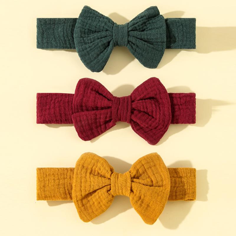 

Hair Accessories 3Pcs Solid Color Bowknot Baby Girl Headband Ear Kids Band Elastic Cotton Children Headwear Infant