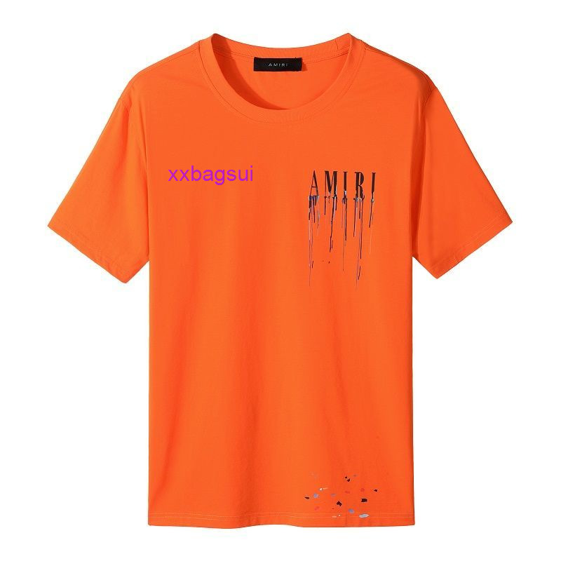 

designer t shirts for mens amirs amirs summer new orange cotton round neck versatile casual simple short sleeve T-shirt popular high street hip hop top