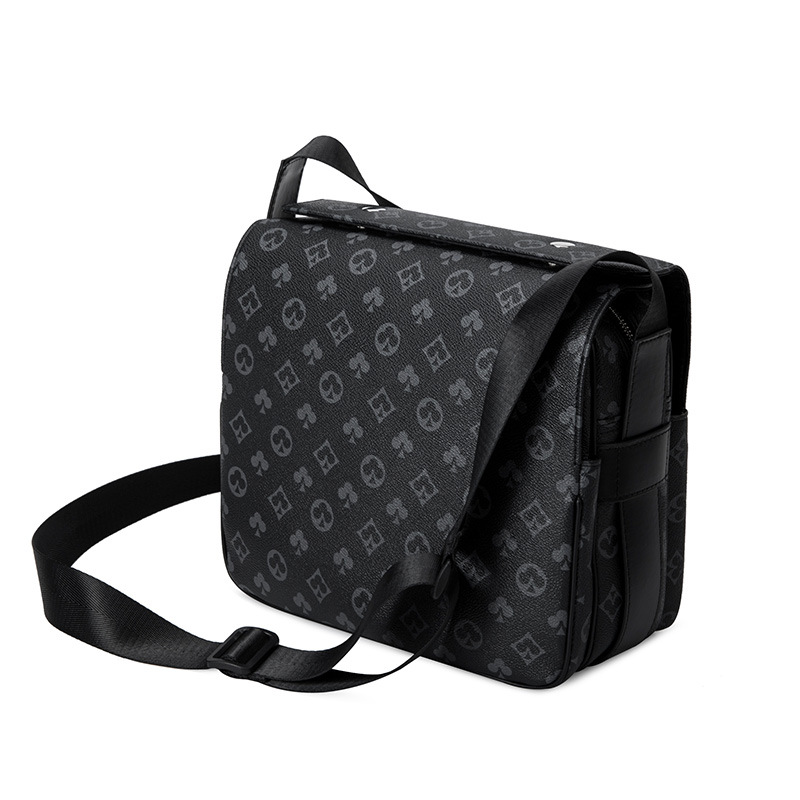 

Wholesale mens leathers shoulder bags horizontal outdoor leisure printing postman bag flip contrast leather fashion backpack retro classic old color men handbag, Grey3-179
