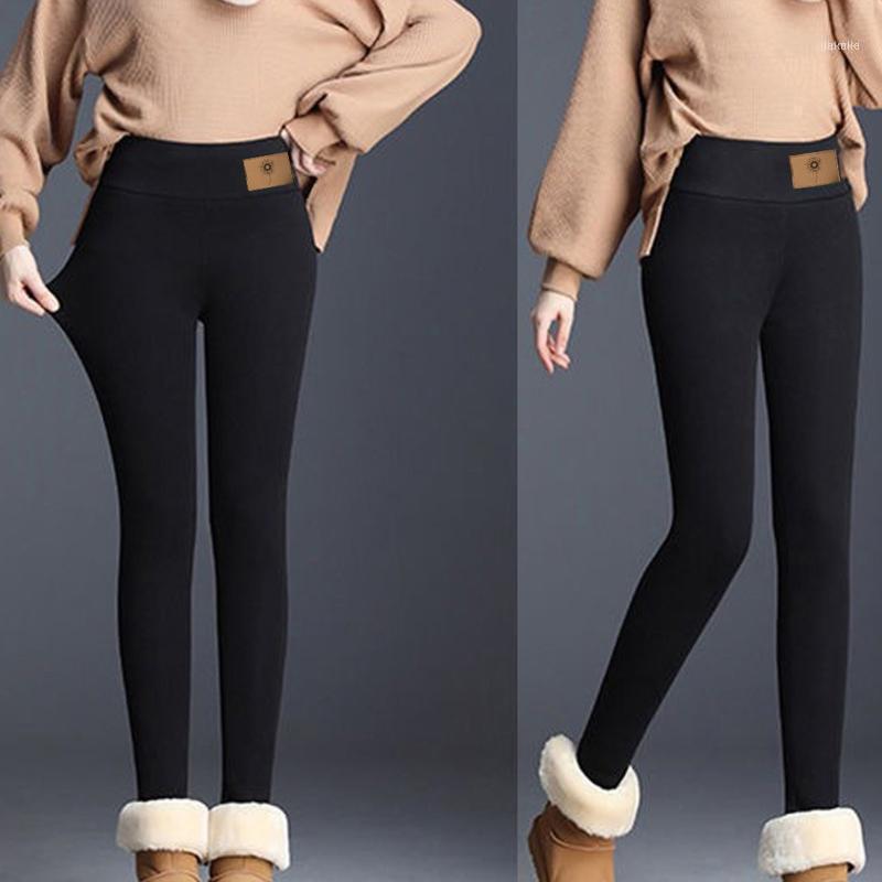 

Women' Leggings Winter Warm Super-thick High Stretch Lamb Cashmere Leggins Workout Home Waist Skinny Trousers Pants, Black