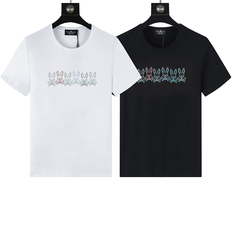 

Fashion Mens T Shirt Skull Rabbit Animal Print Casual TShirt Summer Tide Brand Psychological Rabbit 100% Cotton Breathable Black and White Short Sleeve Top, Customize