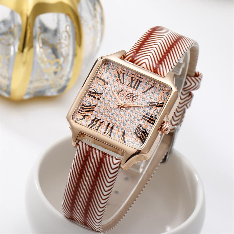 

Wristwatches Female PU Leather Belt Watch Luxury Women Square Dial Bracelet Watches For Fashion Rose Stainless Steel Quartz Clock WristWrist