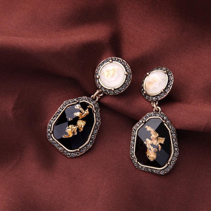 

Dangle & Chandelier Vintage Geometric Black Resin Stone Drop Earrings Statement Ear Jewelry Accessories For Women Gift Handmade WholesaleDan