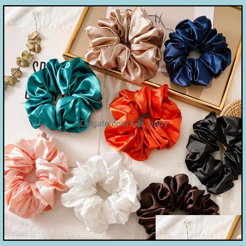 

Pony Tails Holder Hair Jewelry Oversized Bright Color Scrunchies Women Silk Scrunchie Elastic Bands Girls Headwear Donut Grip Loop Ponytail