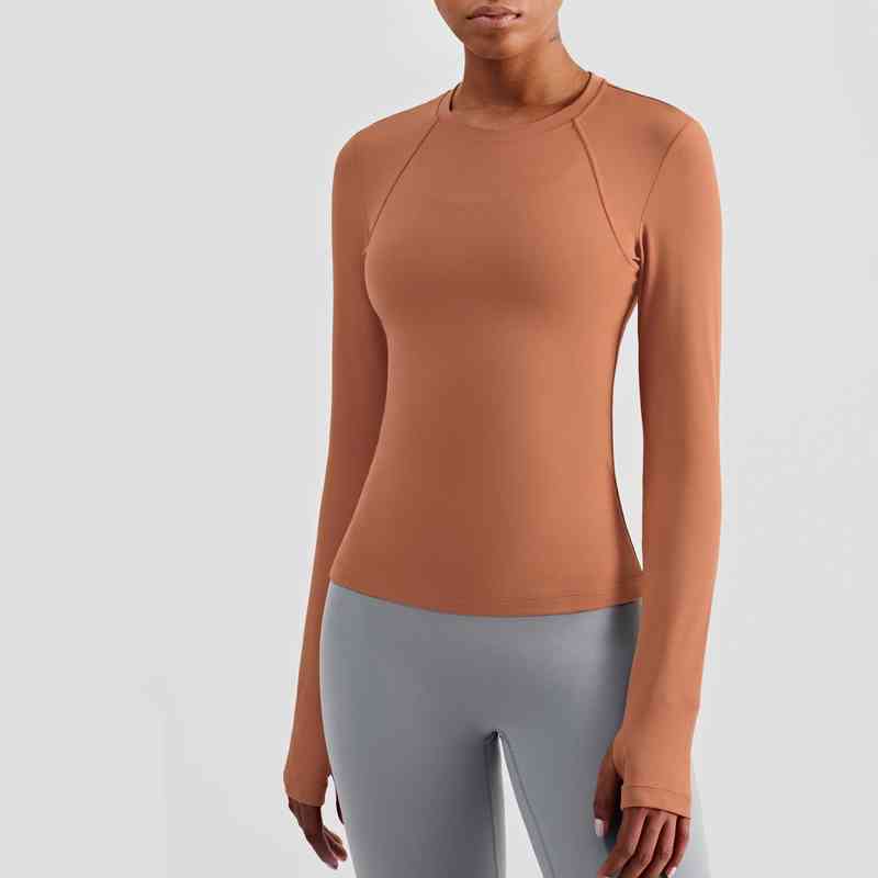 

New Fitness Sportswear Women Yoga Sports Shirt Running Workout Clothes Long Sleeve Shirts Gym Clothing Active Wear Running Top T220725, Desert sun