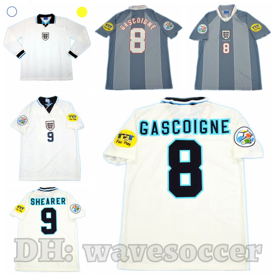

1996 retro soccer jerseys national GASCOIGNE SHEARER classic vintage football shirt Maillot Long Sleeve For Men, 96 home