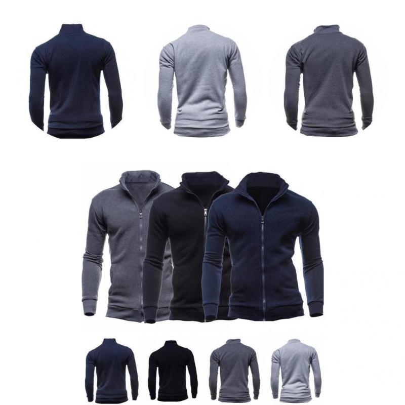 

Men's Jackets Jacket Pockets Sporty Pure Color Zipper Coat Men, Black