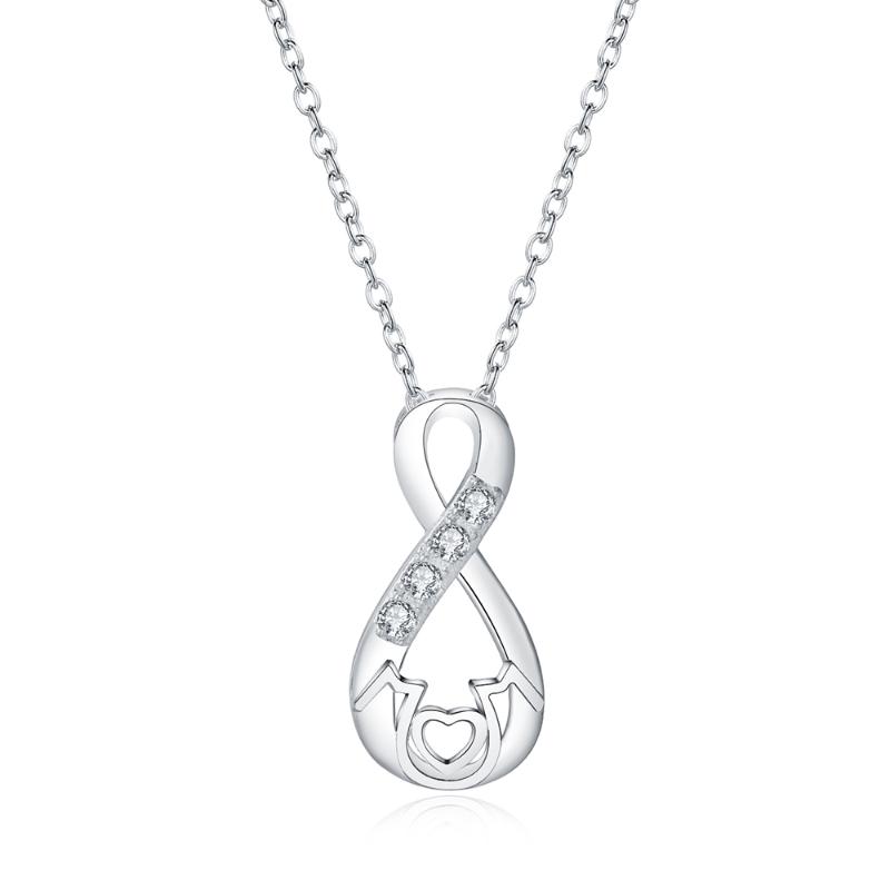 

Chains 925 Sterling Silver Necklace Zircon Crystal Mom Pendant Is A Gift For Woman Jewelry