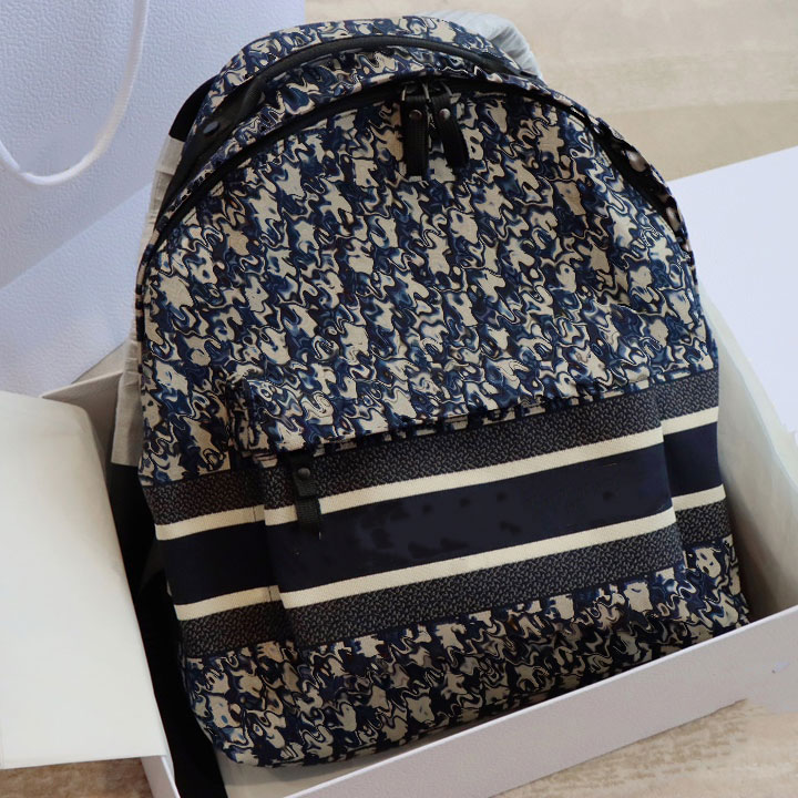 

with dust bag fashion mens oblique saddle backpack Travel jacquard backpacks canvas womens black outdoor bags 2022, I need see other prodcut