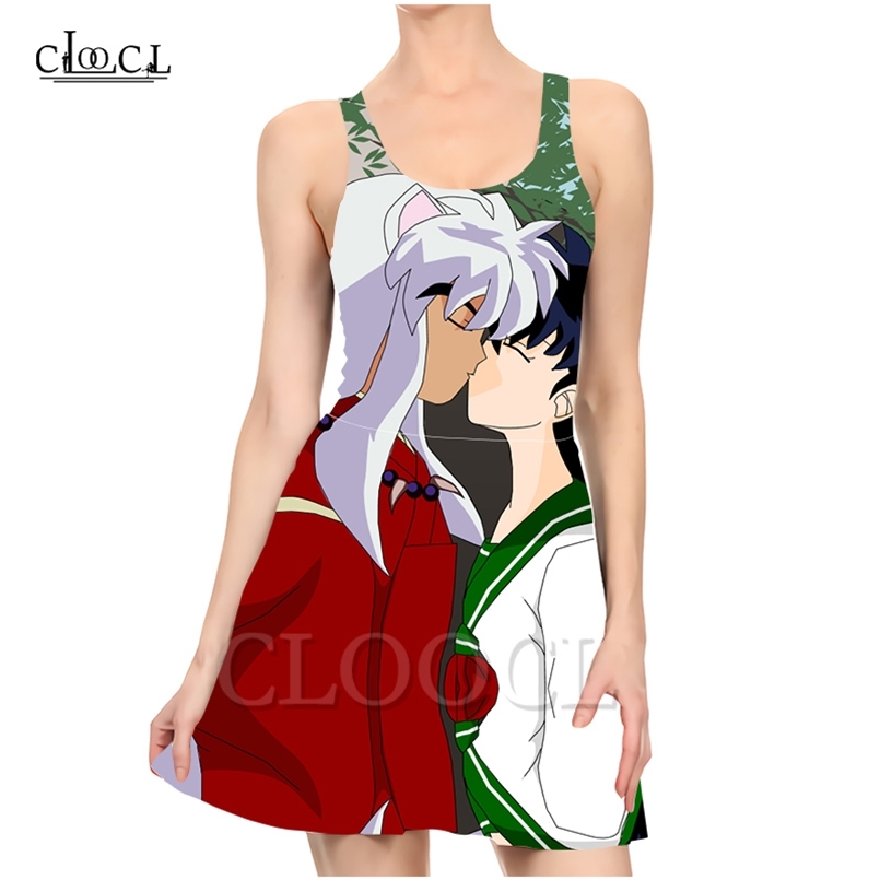 

Japanese Anime Inuyasha 3D Print Women Fashion Casual Sleeveless Dress Sexy Slim Summer Beach Style 220617, Dress women 1
