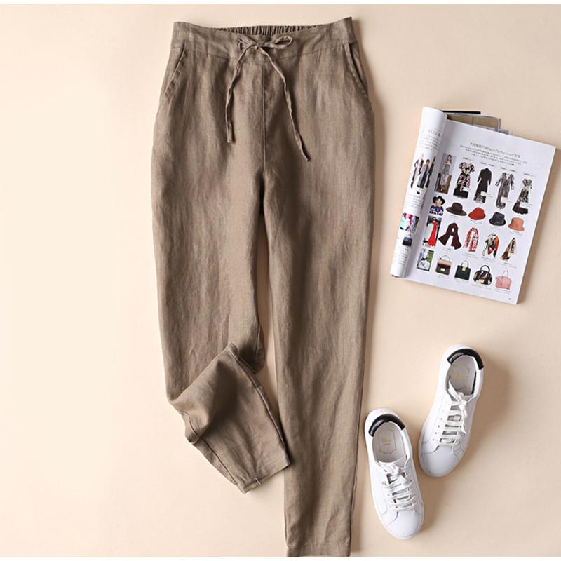 

Women' Two Piece Pants Est Cotton Linen Women Elegant Trousers Lady Formal Plus Size -5xl Design, Black