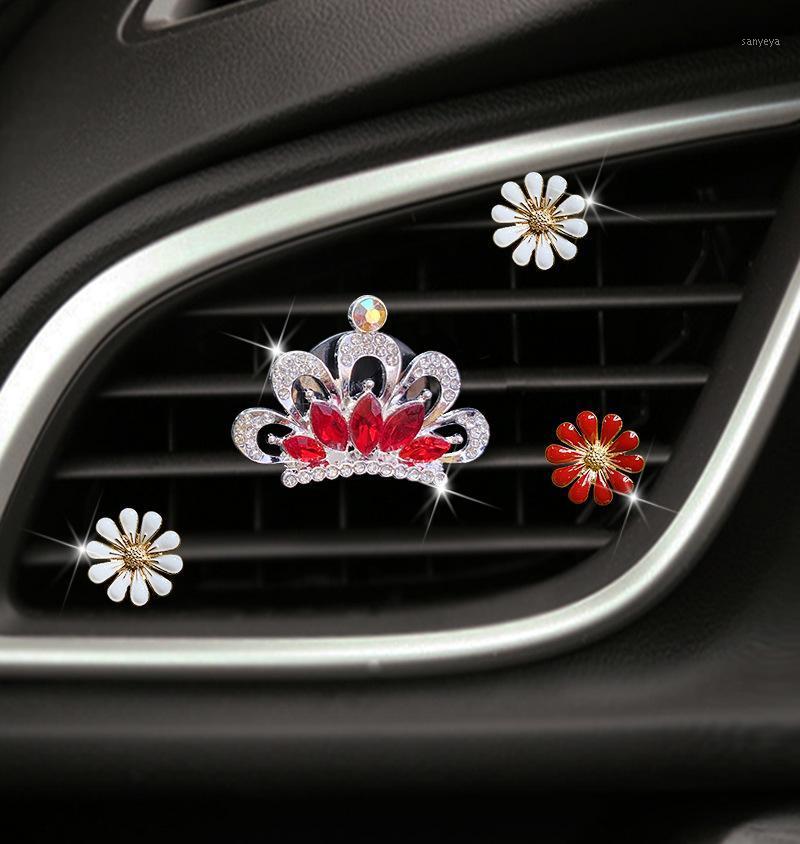 

Car Air Freshener Crown Perfume Decoration Clip Bling Diamond Metal Sunflower Interior AccessoriesSend Girl