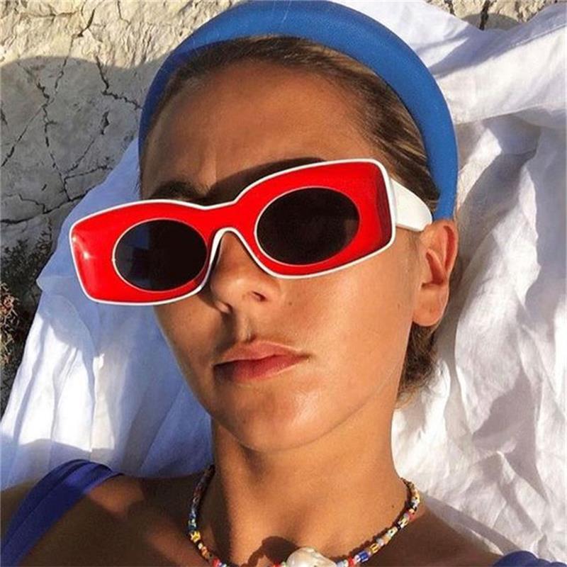 

Sunglasses Fashion Rectangular Men Plastic Thick Frame Candy Color Sun Glasses Womens Shades Yellow Blue Black GlassesSunglasses