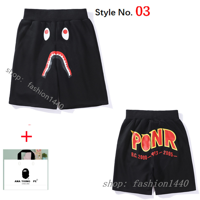 

ape shorts mens designer shorts shark swim shorts luminous inaka Reflective oversize fleeces camouflage sweatshirts beach pants high quality stitching B03, 1pcs button
