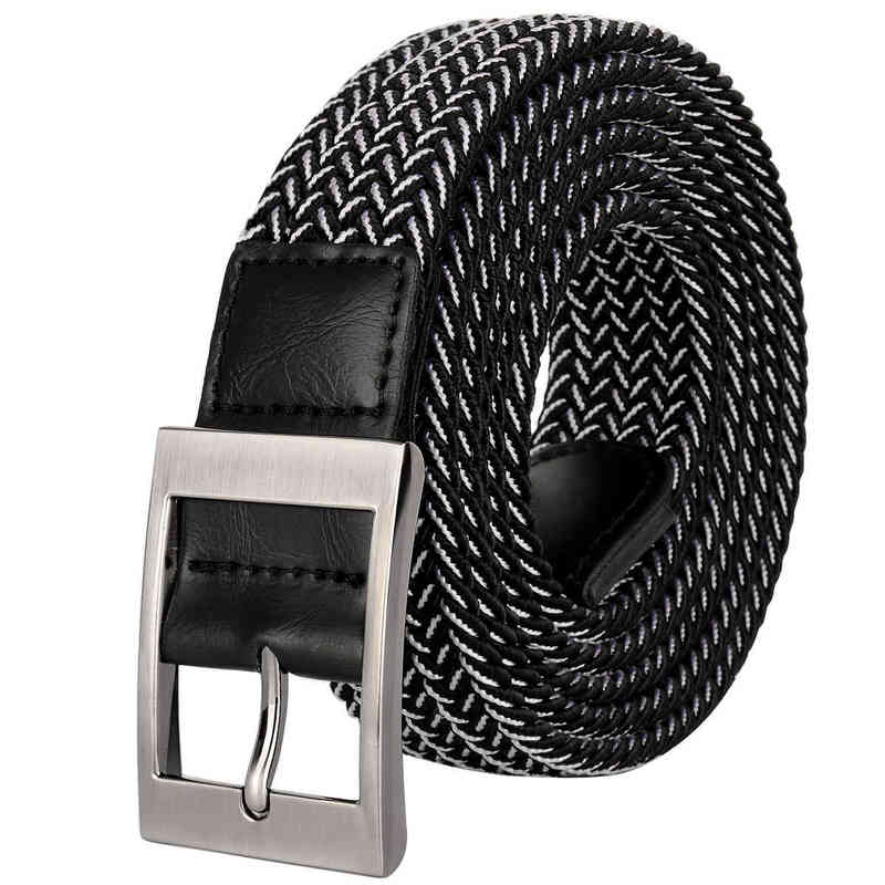 

Drizzte Men Plus Size Belts 120cm to 180cm Black Elastic Stretch Braided Belt 43-71inch Long Big and Tall H220427