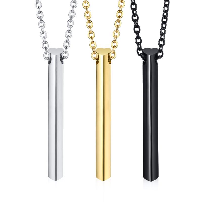 

Pendant Necklaces Stainless Steel Heart Pillar Fashion Gold Color Sweater Chain Necklace For Men And WomenPendant NecklacesPendant