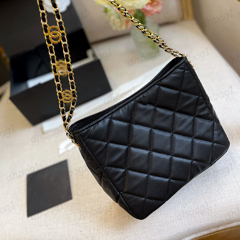 

Women Classical Letter Chain Quilted Hobo Bags Underarm Caviar Leather Calfskin Shoulder Purse Turn Lock Large Capacity Luxury Designer Handbag 20X22CM, Box