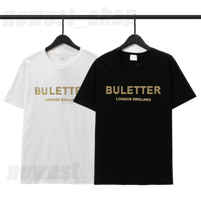 

designer men's T shirt t-shirt luxury classic letter LONDON ENGLAND gold color print tshirts short sleeve Tshirt Womens simple Casual cotton tee tops, Black