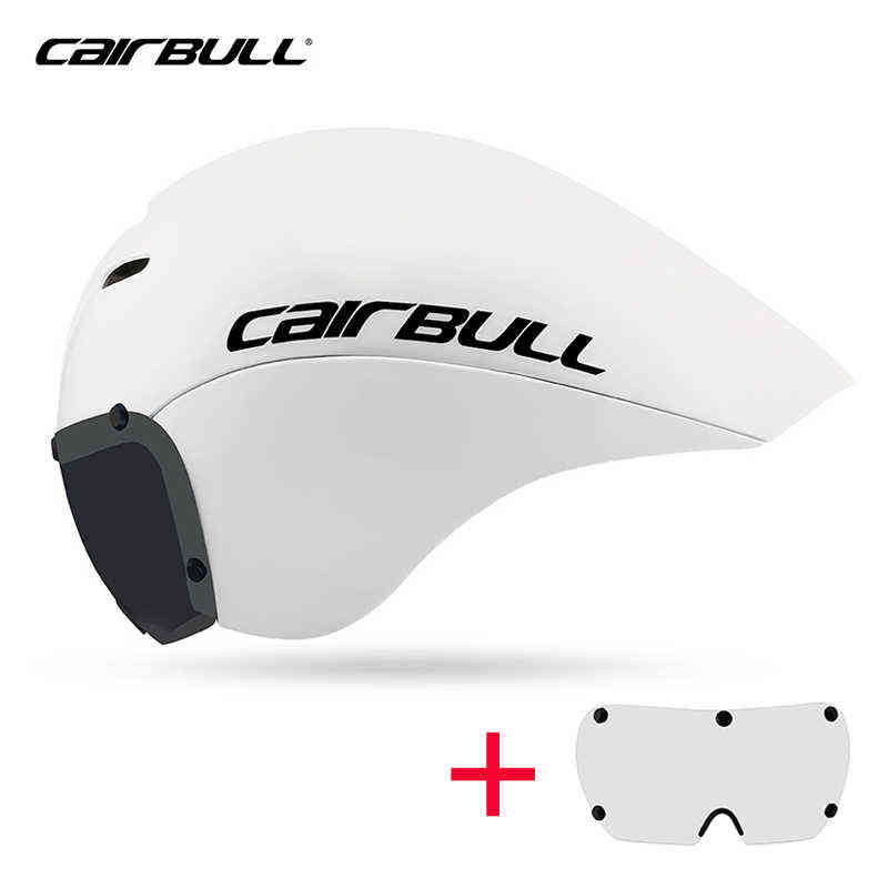 

VICTOR CAIRBULL Road TT Cycling Helmet Timetrial Site Racing Full Face Bike Helmet Magnetic Goggles Triathlon Bicycle Helmet Cap H220423, Red