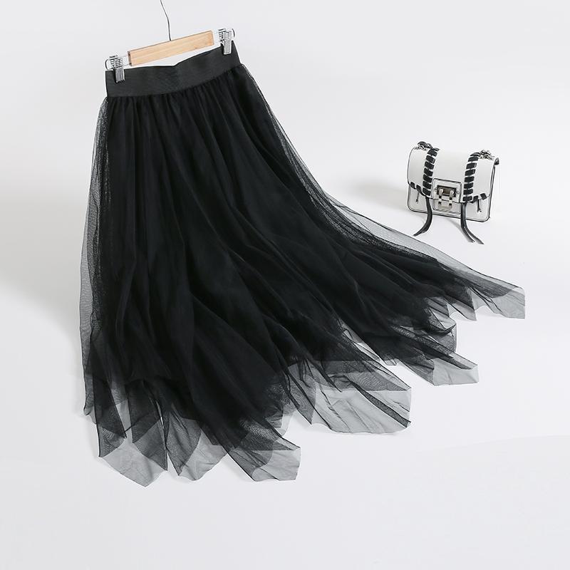 

Black Korean Summer Mesh Women Skirts A Line Long Skirt Streetwear Vintage Clothes Faldas Mujer Moda 2022 KJ1912