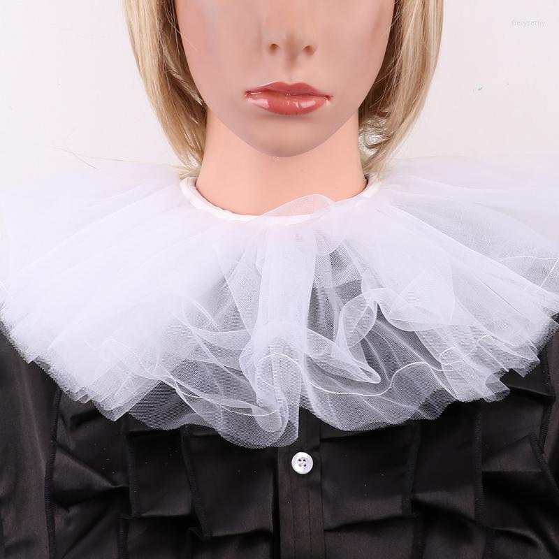 

Bow Ties Clown Collar Womens Victorian Fake Decorative Neck Ruffled Mesh Choker Vintage Detachable Sweater Shirt Fier22
