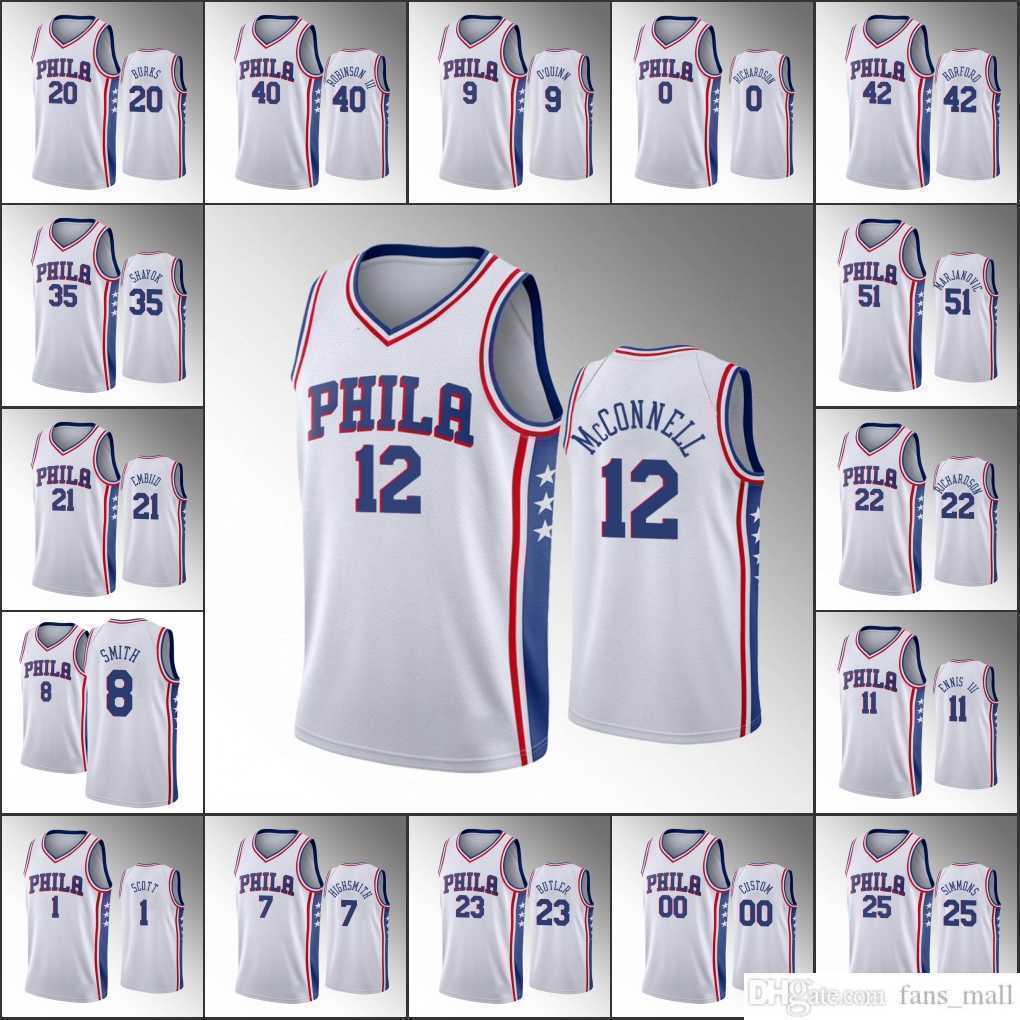

Screen Print 75th Philadelphia 76ers''Men Basketball Jerseys Joel Embiid Josh Richardson Ben Simmons Al Horford Association White Custom Jersey