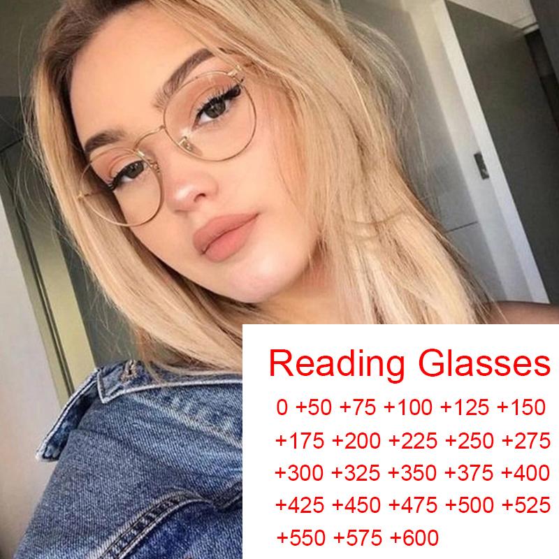 

Sunglasses Small Round Reading Glasses Ladies Vintage Blue Light Blocking Computer Men Eyeglasses Frames Metal Presbyopia Eyewear